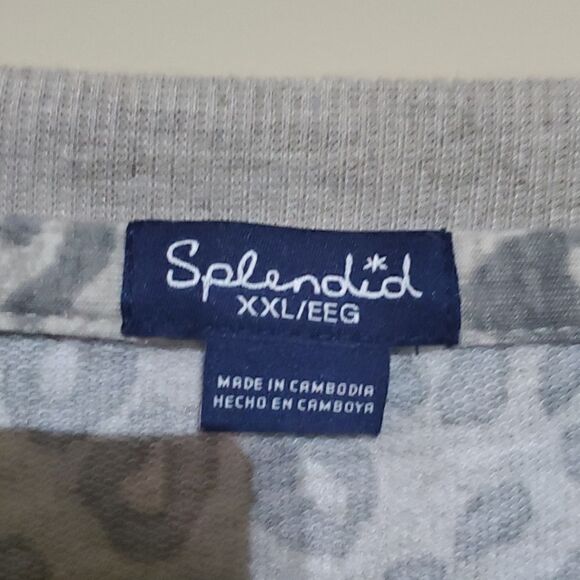 SPLENDID Oatmeal Leopard Print Sweatshirt - Size XXL - Picture 5 of 8
